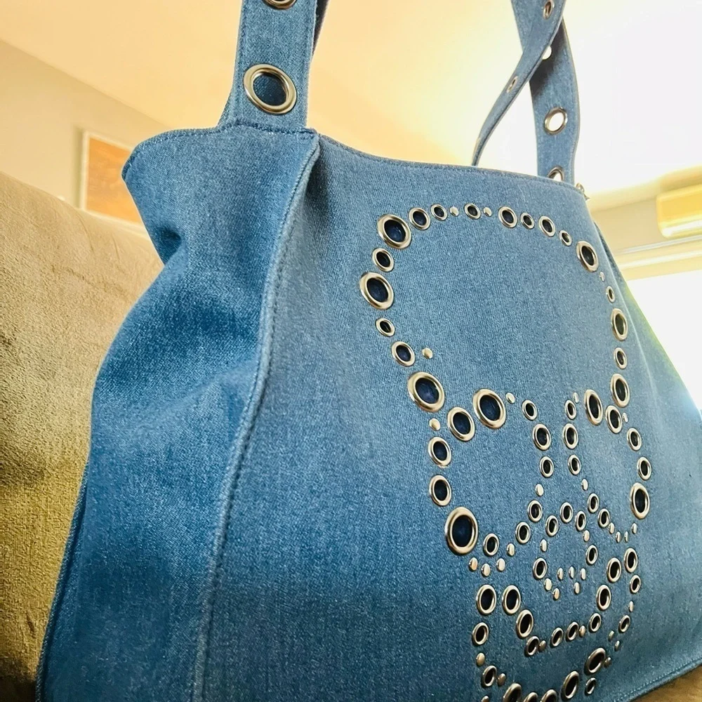 Betsey Johnson skull denim tote bag xl - Picture 4 of 9